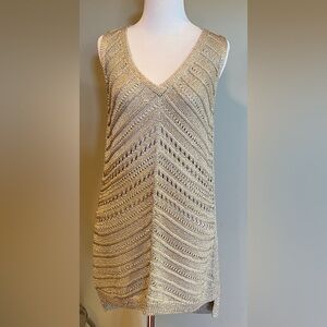 White House Black Market Metallic Gold Knit Top - Size XS